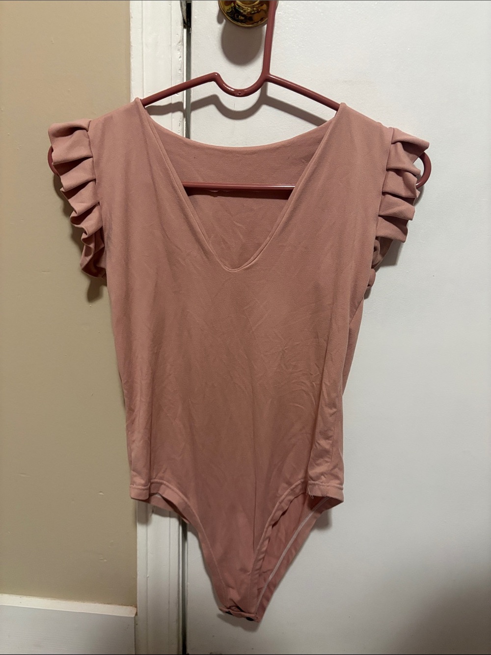 Ruffled Sleeve V-Neck Bodysuit